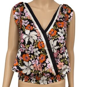 Joie Black Floral V-Neck Blouse